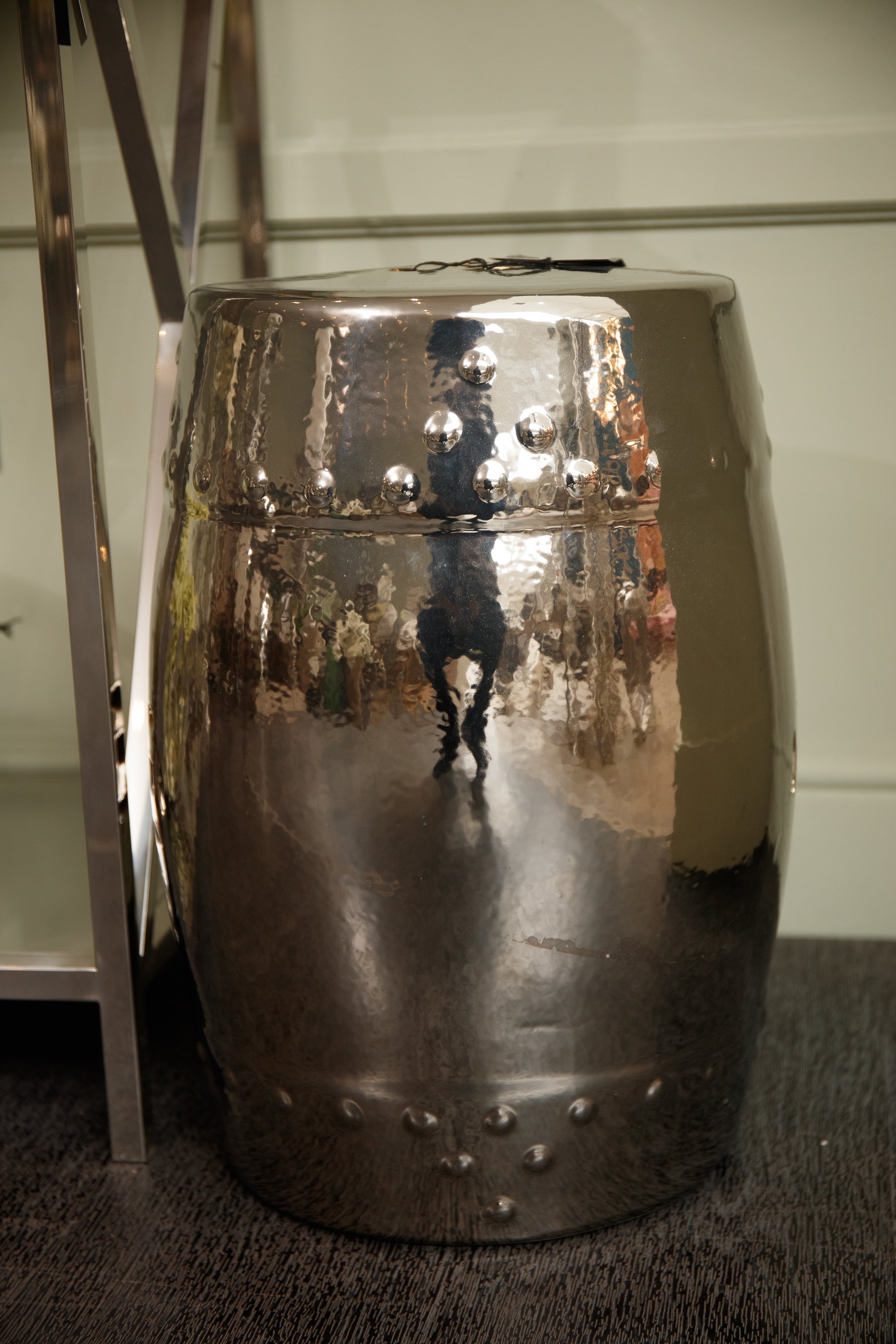 Saxon Silver Finish Table and Stool 